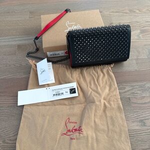 Christian Louboutin Paloma Clutch calf P/Spikes Black Gunmetal